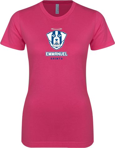 Emmanuel Next Level Womens Fuchsia Boyfriend Tee Primary Logo - ONLINE ONLY