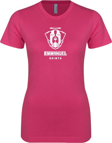 Emmanuel Next Level Womens Fuchsia Boyfriend Tee Primary Logo - ONLINE ONLY