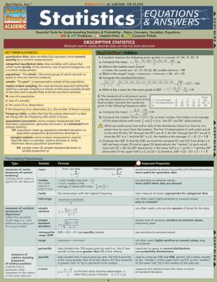 STATISTICS EQUATIONS & ANSWERS
